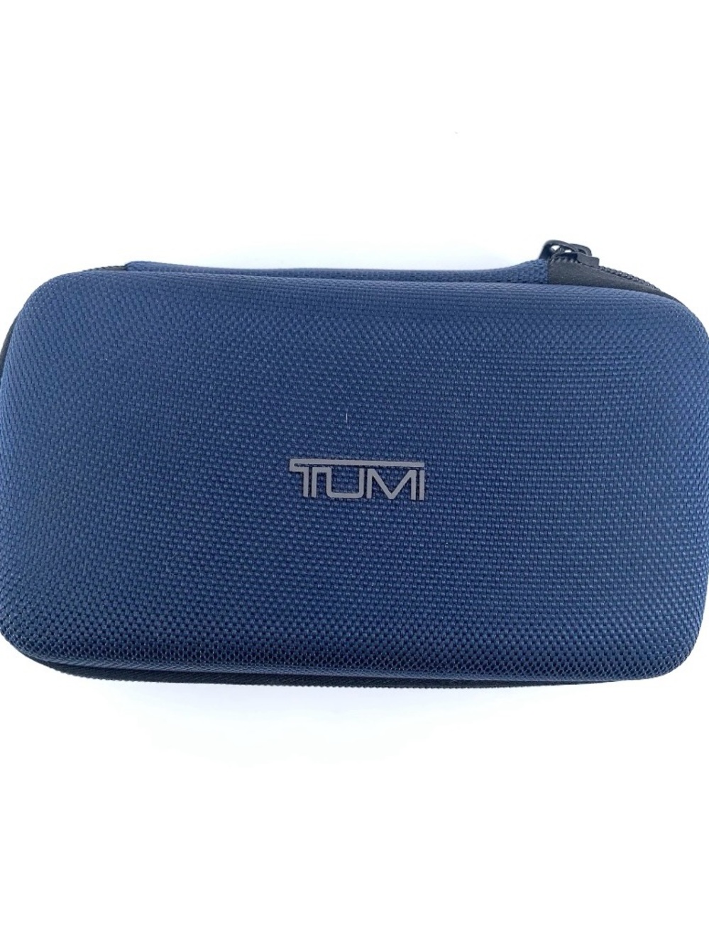 TUMI for Delta Travel Case Organizer Hard Shell Zip Pouch Blue Amenity Bag